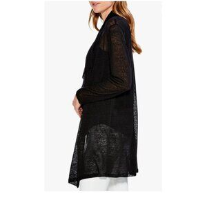 Nally & Millie Sheer Open Front Long Sleeve Cardigan in Black Size S/M NWT